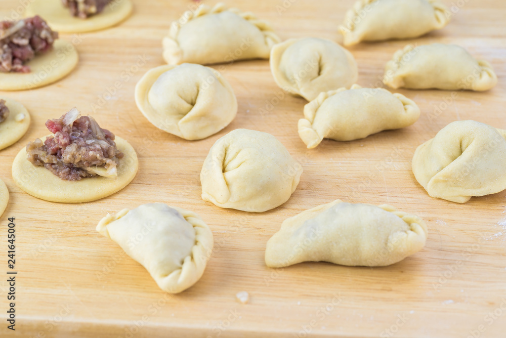 Homemade beef dumplings. Homemade beef dumplings.