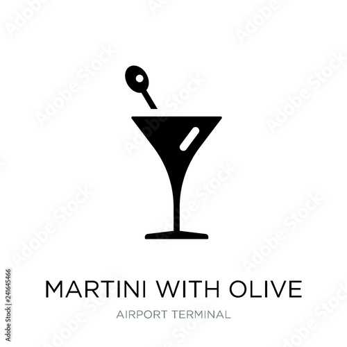 martini with olive icon vector on white background, martini with