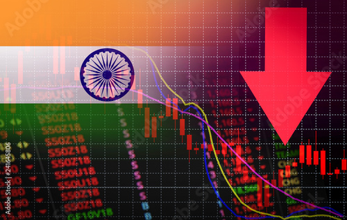 India Bombay Stock Exchange market crisis red market price down chart fall Business and finance money crisis background red negative drop in sales economic fall photo