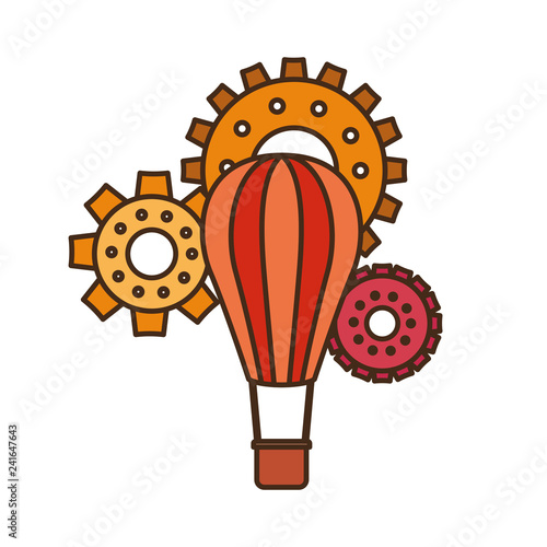 hot air balloon with gear isolated icon