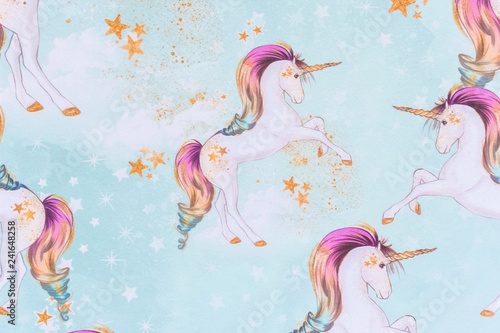 Fanstasy Unicorns/Horses with Corns with Stars. Illustration