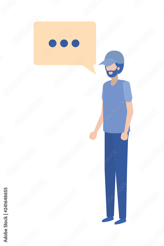 young man with dialog bubble avatar character young man with dialog bubble avatar character