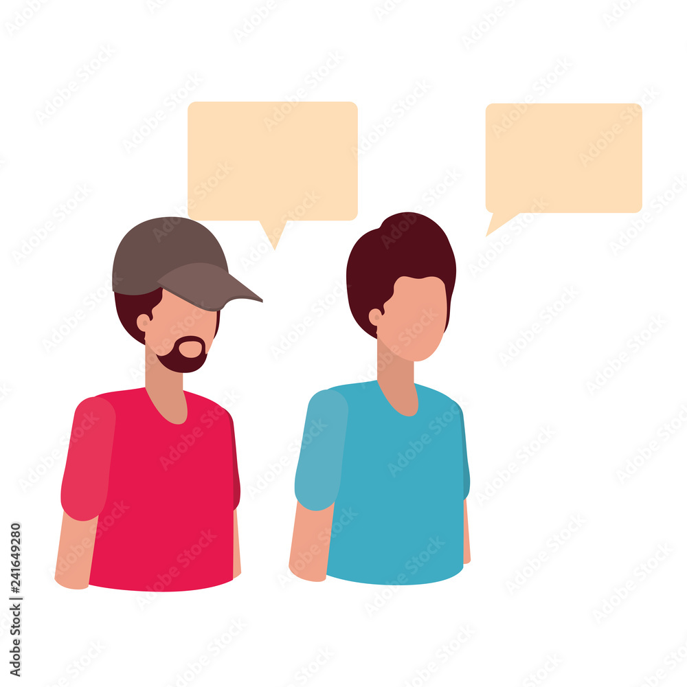 young men with dialog bubble avatar character young men with dialog bubble avatar character