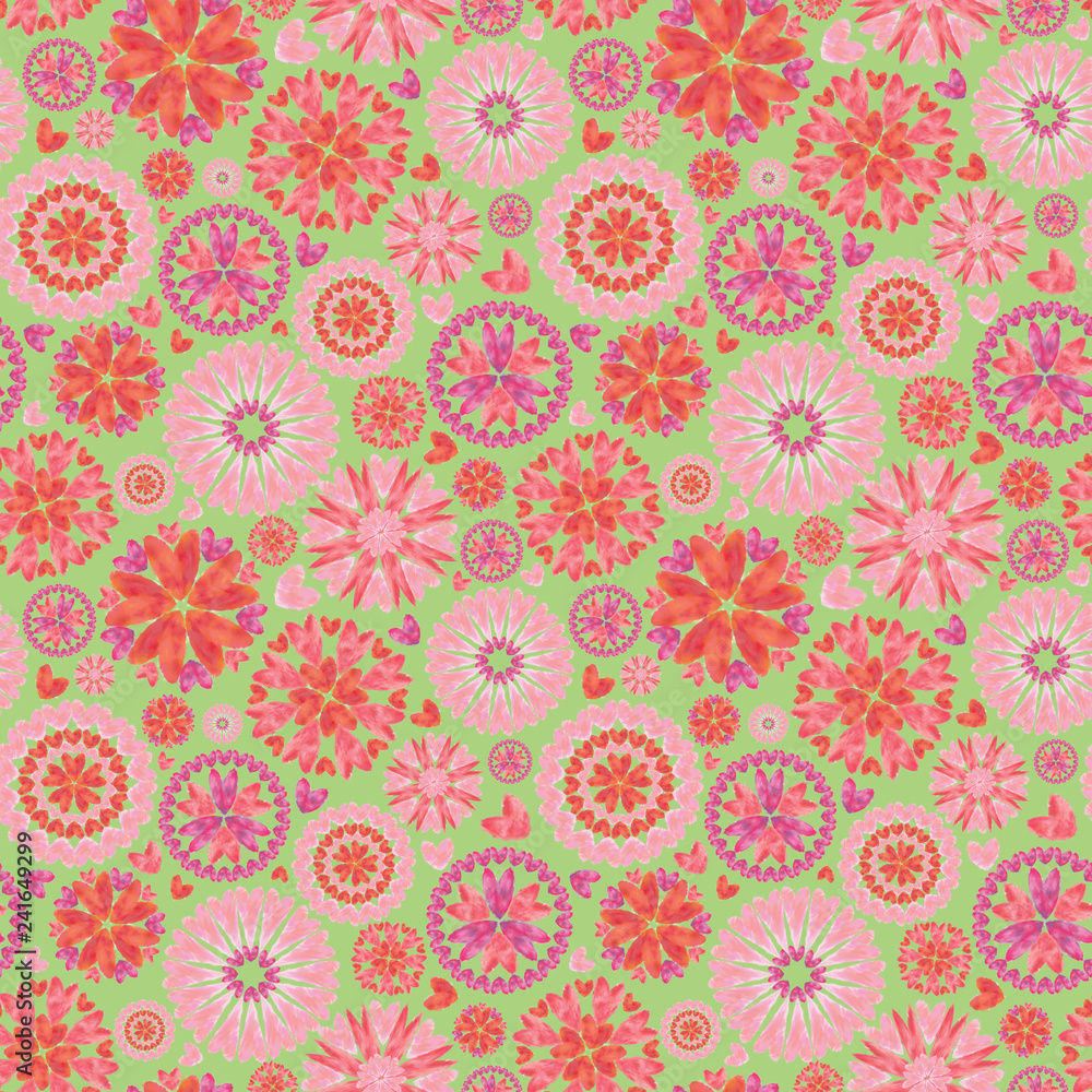 Valentine Day, Wedding, and Romantic Event Seamless Pattern. Watercolor Heart Flowers Rapport for Gift Wrap. Background, Print, Wallpaper, and Textile. Valentine Day, Wedding, and Romantic Event Seamless Pattern. Watercolor Heart Flowers Rapport for Gift Wrap. Background, Print, Wallpaper, and Textile.