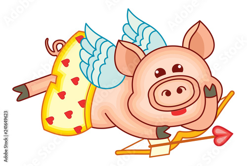 Cute cartoon Cupid pig 