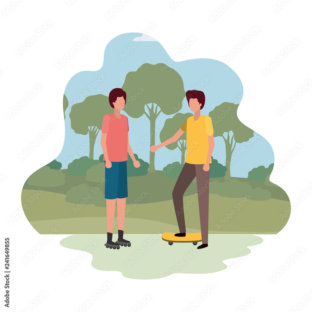 young men standing in landscape avatar character