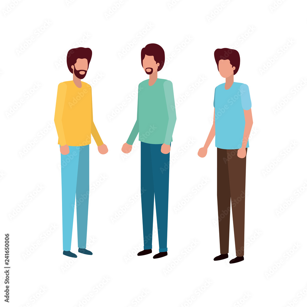 young men standing avatar character young men standing avatar character