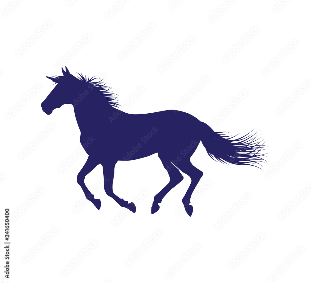 unicorn horse silhouette with detailed hair vector illustration design in white background