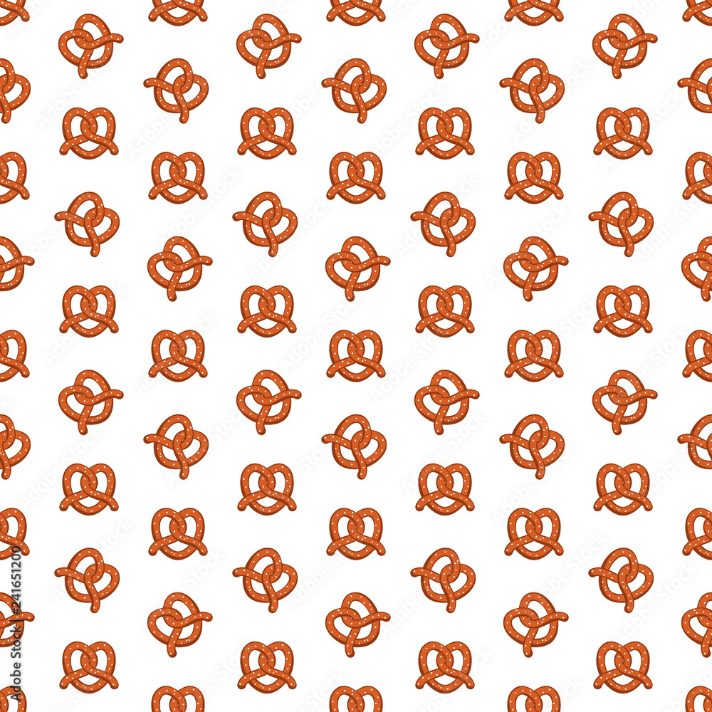 Salted Pretzel Seamless Pattern - Pretzels on white background for Oktoberfest Salted Pretzel Seamless Pattern - Pretzels on white background for Oktoberfest