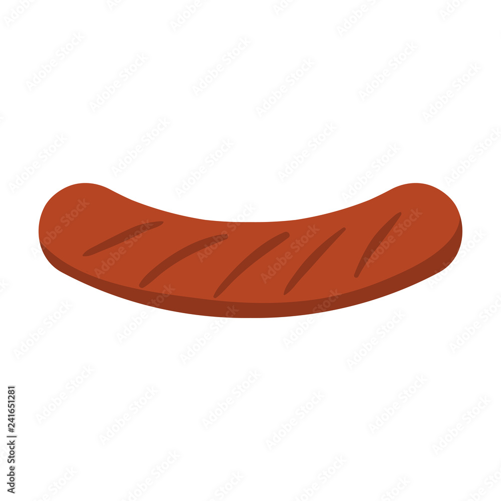 Grilled Sausage - Grilled sausage or hot dog curved upward isolated on white background