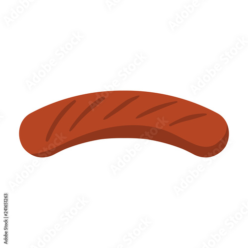 Grilled Sausage - Grilled sausage or hot dog curved downward isolated on white background