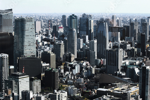 Landscape in Tokyo where various buildings line up