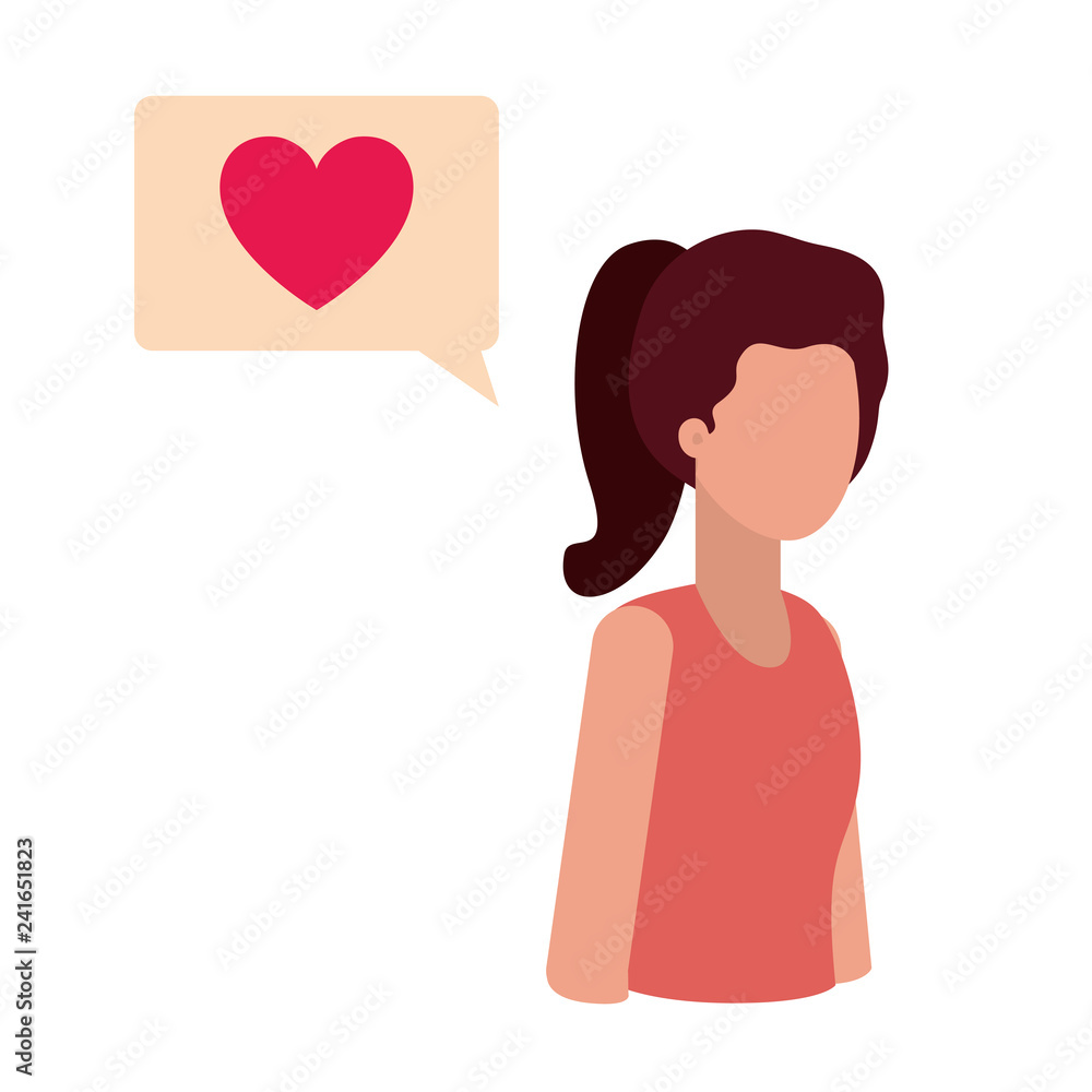 young woman with speech bubble avatar character young woman with speech bubble avatar character