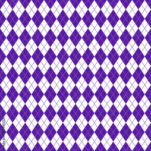 Argyle Seamless Pattern - Classic and clean purple and white argyle