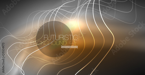 Neon lines wave background. Abstract composition