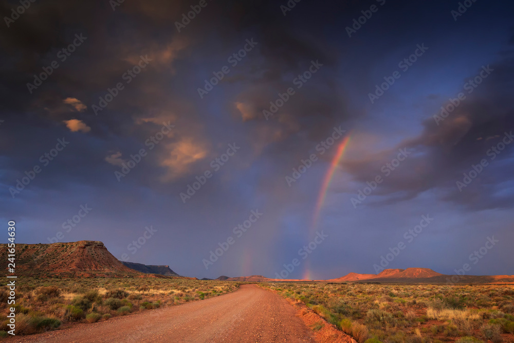 Rainbow over road near Hurricane, Utah