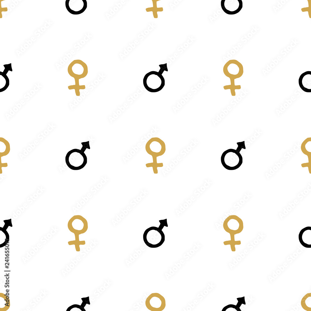 Mars and Venus seamless pattern vector illustration. Hand drawn sketched doodle gender background Mars and Venus seamless pattern vector illustration. Hand drawn sketched doodle gender background