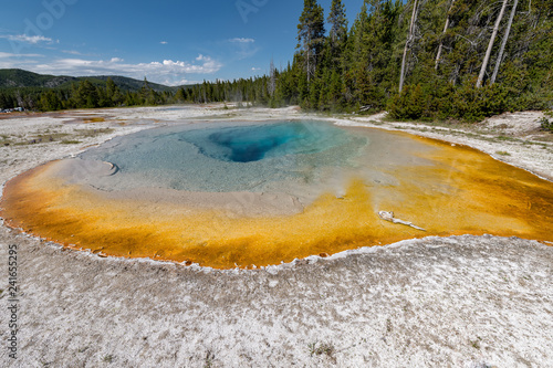 Colorful Hot Springs in Biscuit Basin in Yellowstone National Park, Wyoming, USA