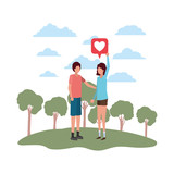 young couple standing avatar character
