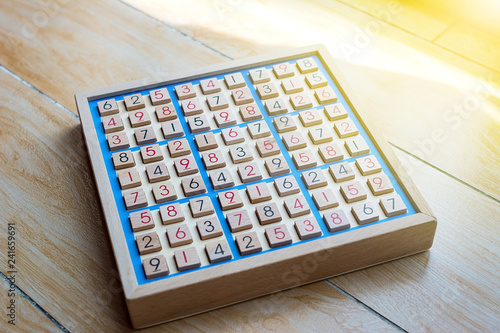 Sudoku game / wooden block number photo