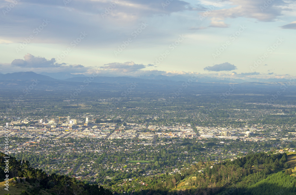 Christchurch landscape view from Port Hills Christchurch landscape view from Port Hills