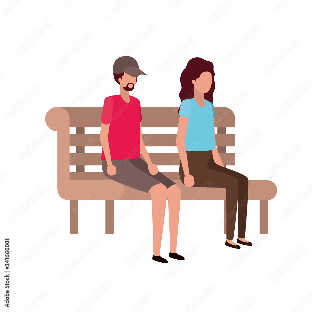 couple sitting in park chair avatar character