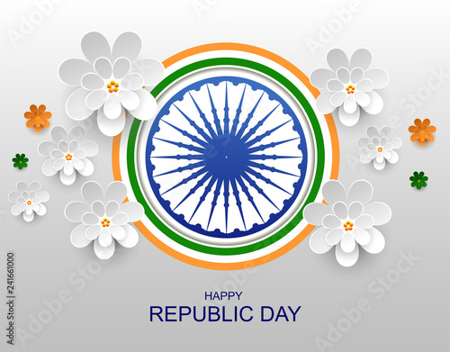 India Happy republic day greeting card paper flower