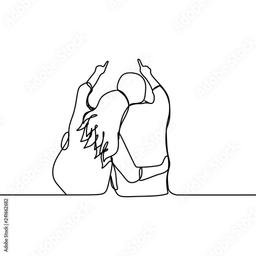 continuous line drawing of romantic couple - Vector illustration
