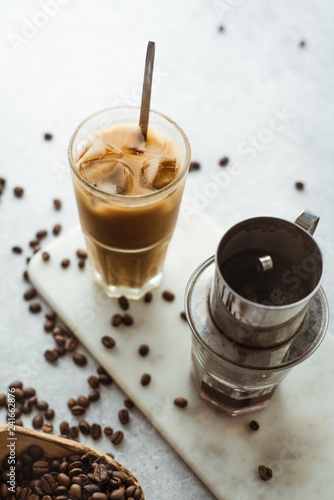 Vietnamese coffee on concrete background. © Max D. Photography