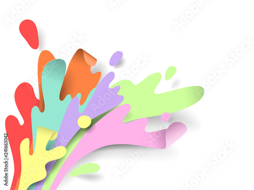 Rainbow splash water, paper art/paper cutting style