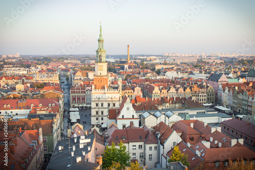 Poznan, Poland - October 12, 2018: View on town hall and other buildings in polish city Poznan