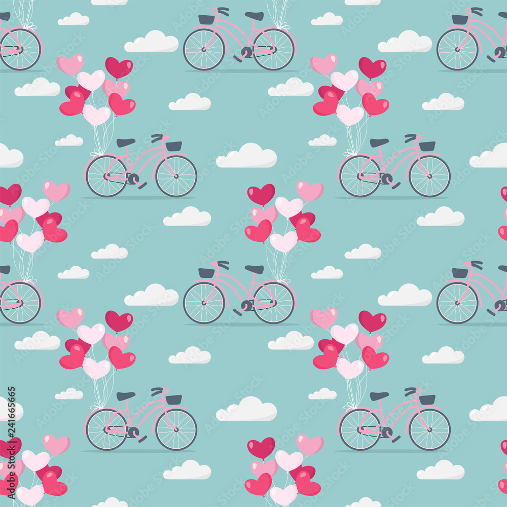 City bikes with heart balloons