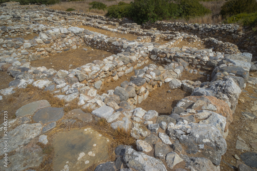 Agios Nikolaos, Crete - 09 29 2018: Archaeological site of Gournia