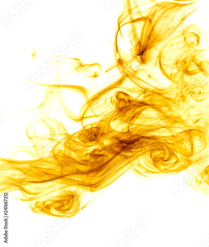 Yellow smoke on white background