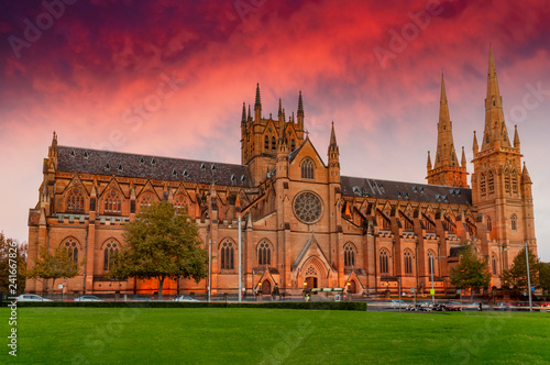 Sunset over St Mary's Cathedral.