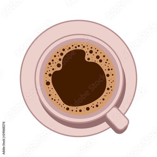 Coffee cup top view. Vector flat icon