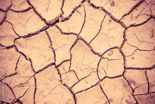 Cracked ground texture Dry land during the dry season - ground broke soil and dry mud natural disaster damaged agriculture