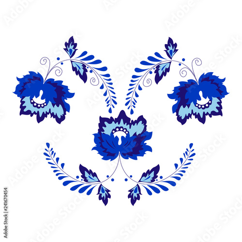 Vector amazing card of flowers in Delfts blauw style.