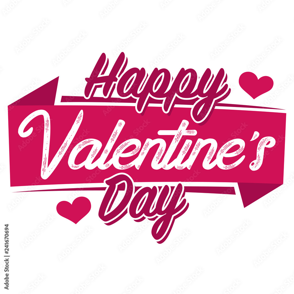 Happy valentine day in modern style isolated on white background