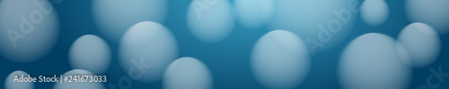 Header of balloons, bubbles and balls, blurry on blue background, vector illustration