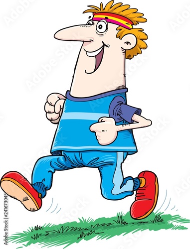 Cartoon illustration of a man jogging - Vector