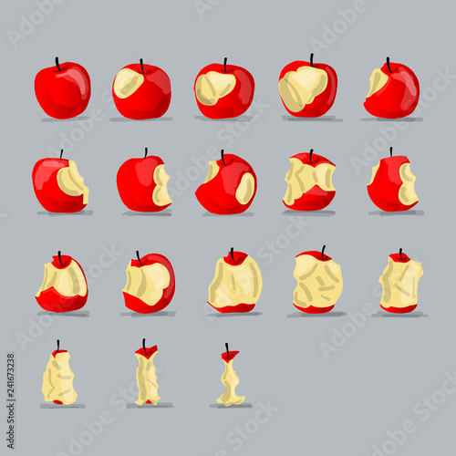 Stages of eating apple, sketch for your design