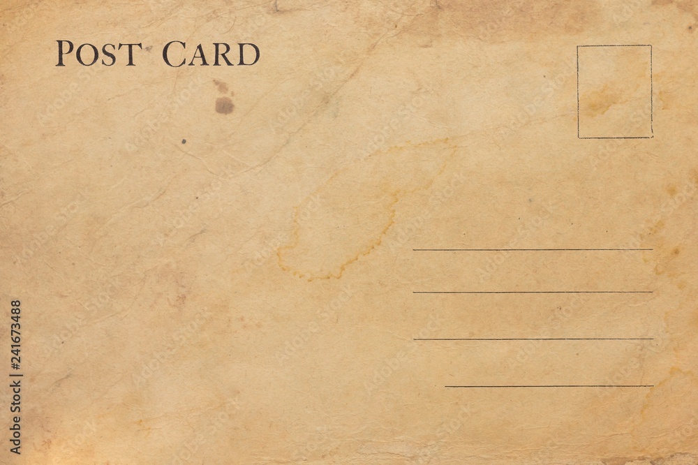 Backside of blank postcard with dirty stain Backside of blank postcard with dirty stain