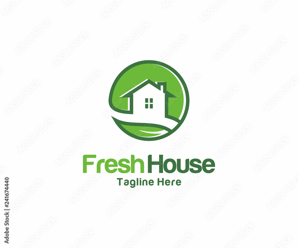 Fresh House logo design concept, Business Real Estate logo template Fresh House logo design concept, Business Real Estate logo template