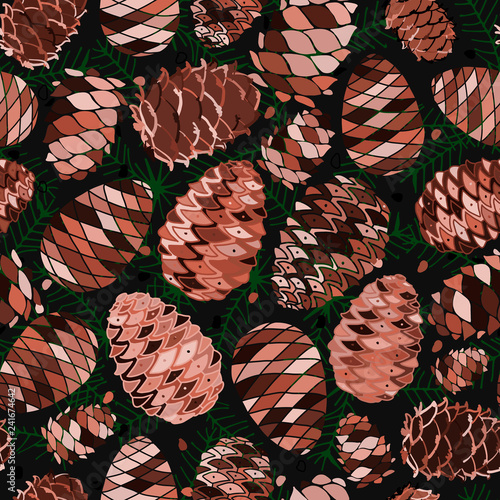 Cedar cones, seamless pattern for your design