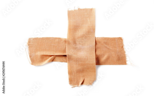 Adhesive bandage isolated on white background, top view