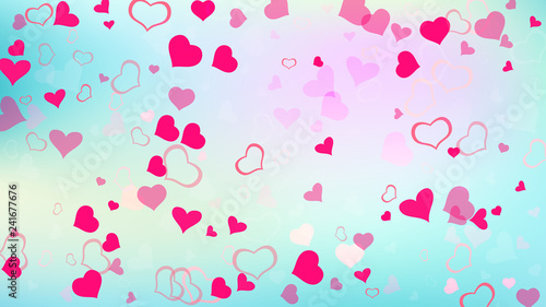 Red on Gradient fond Vector. Red hearts of confetti crumbled. Part of the design of wallpaper, textiles, packaging, printing, holiday invitation for birthday. Stylish background.