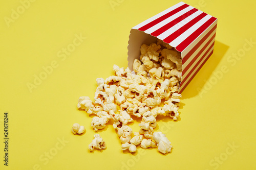 Full of popcorn in classic striped box