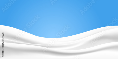 Rippled wavy milk. Beautiful background. Realistic design. Shiny silk fabric. Vector illustration.