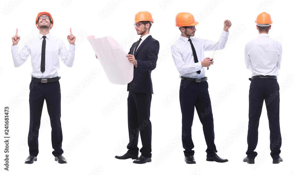 in full growth .competent engineer architect isolated on white in full growth .competent engineer architect isolated on white